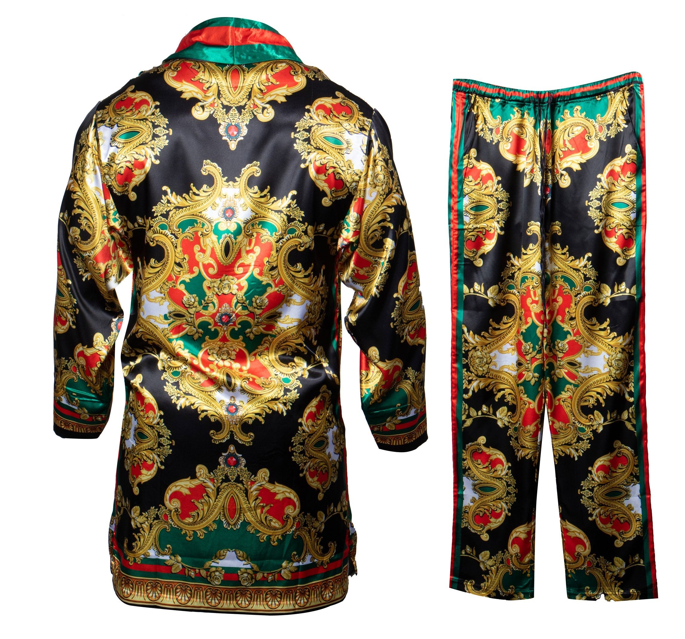 Prestige Black / Gold / Red Luxury Milan Robe + Pant Set - Dudes Boutique