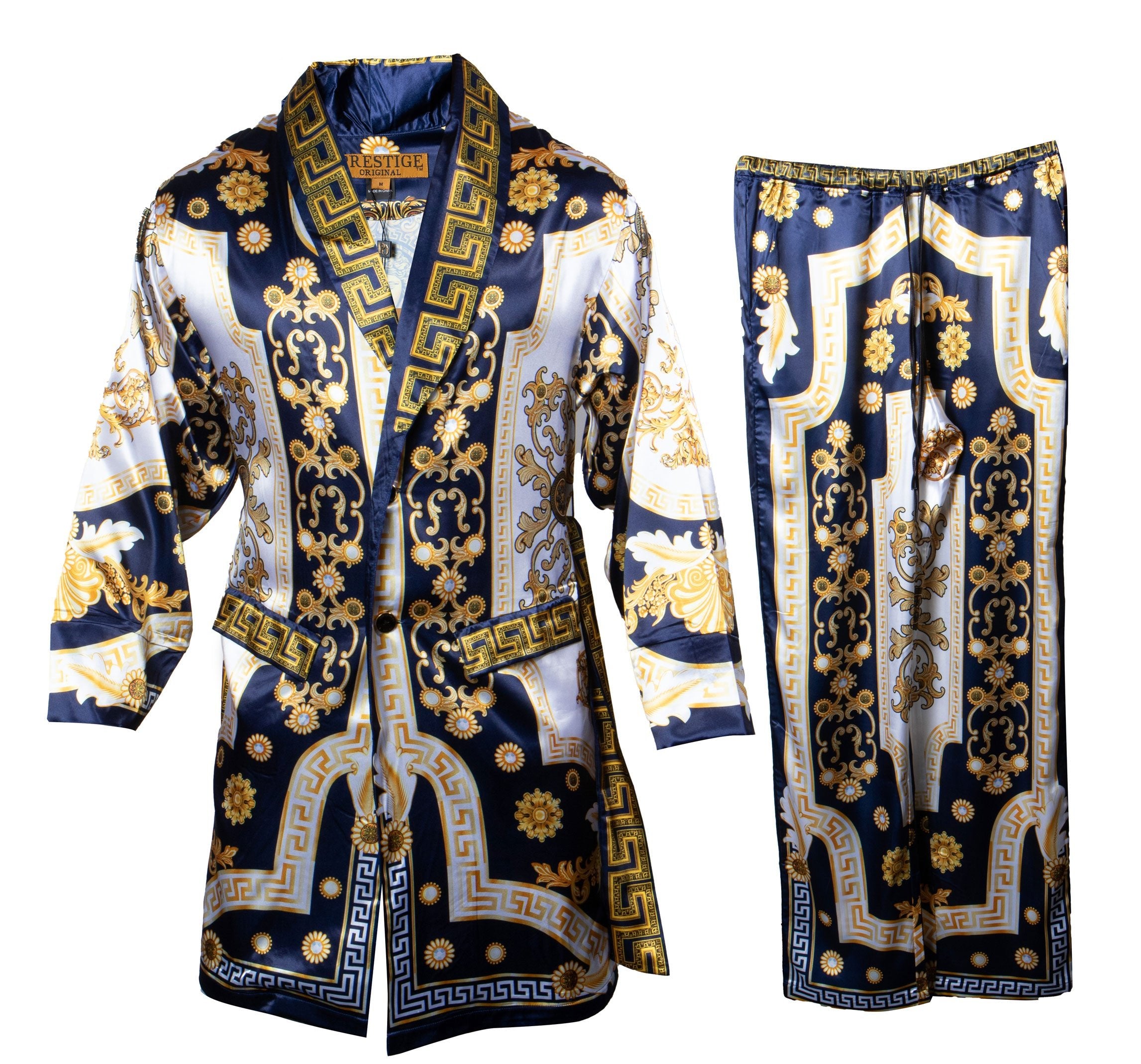 Prestige Navy Luxury Milan Robe + Pant Set - Dudes Boutique