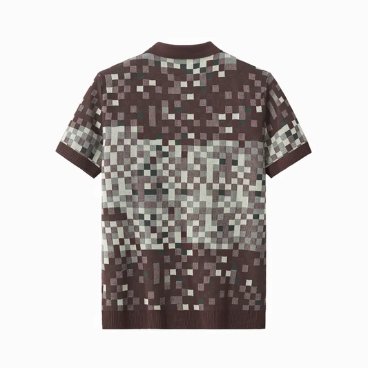 Pixel Fade Knit Polo KHAKI