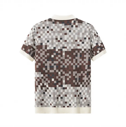 Pixel Fade Knit Polo WHITE