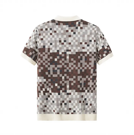 Pixel Fade Knit Polo WHITE
