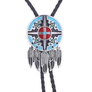 Kashani Red Indian Feather Totem Pendant Bolo Tie - Dudes Boutique