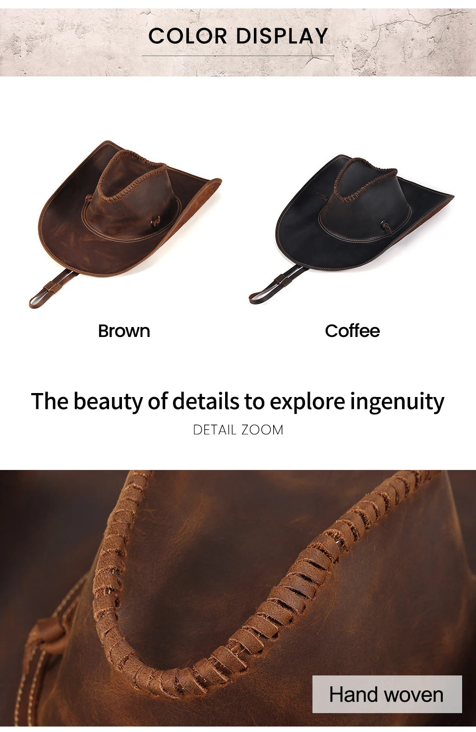 Kashani Weaved Leather Western Cowboy Hat - Dudes Boutique