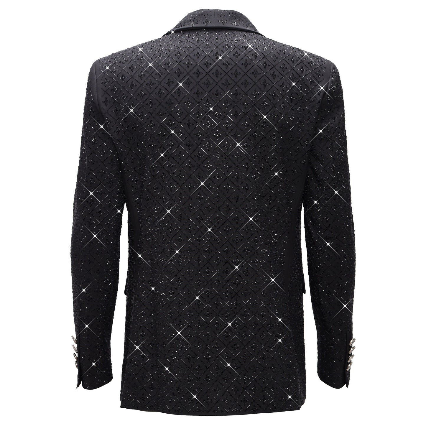 Elegant Black Blazer with Sparkling Embellishments BLACK/BLACK - Dudes Boutique
