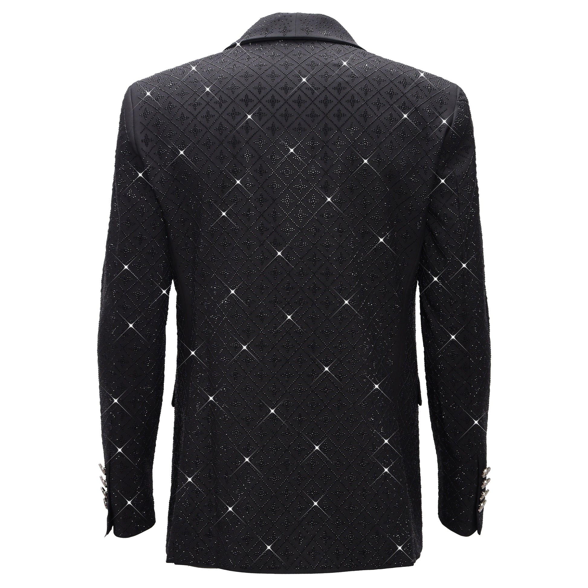 Elegant Black Blazer with Sparkling Embellishments BLACK/BLACK - Dudes Boutique