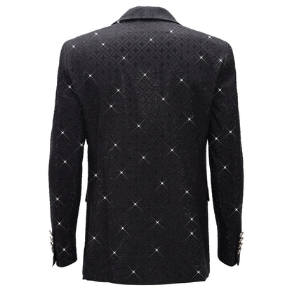 Elegant Black Blazer with Sparkling Embellishments BLACK/BLACK - Dudes Boutique