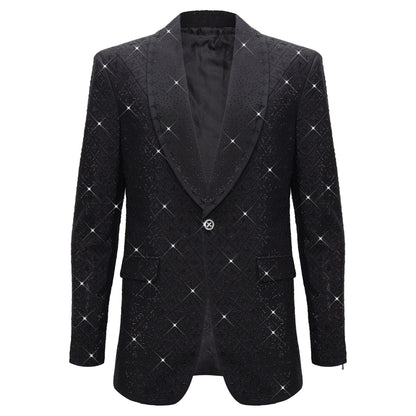 Elegant Black Blazer with Sparkling Embellishments BLACK/BLACK - Dudes Boutique