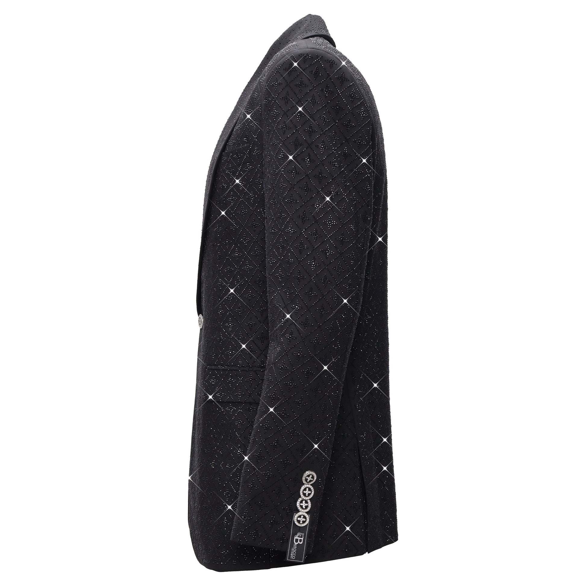 Elegant Black Blazer with Sparkling Embellishments BLACK/BLACK - Dudes Boutique