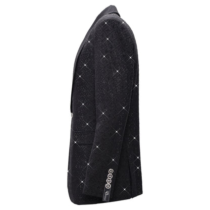 Elegant Black Blazer with Sparkling Embellishments BLACK/BLACK - Dudes Boutique
