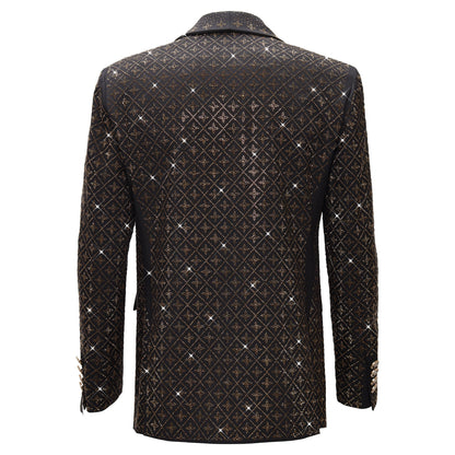 Elegant Blazer with Sparkling Embellishments BLACK/GOLD - Dudes Boutique