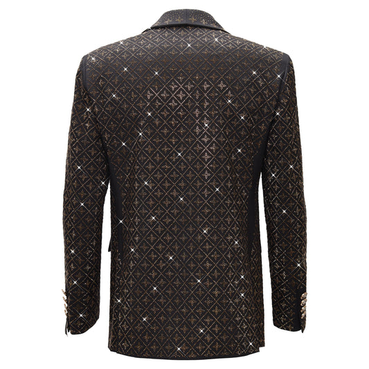 Elegant Blazer with Sparkling Embellishments BLACK/GOLD - Dudes Boutique