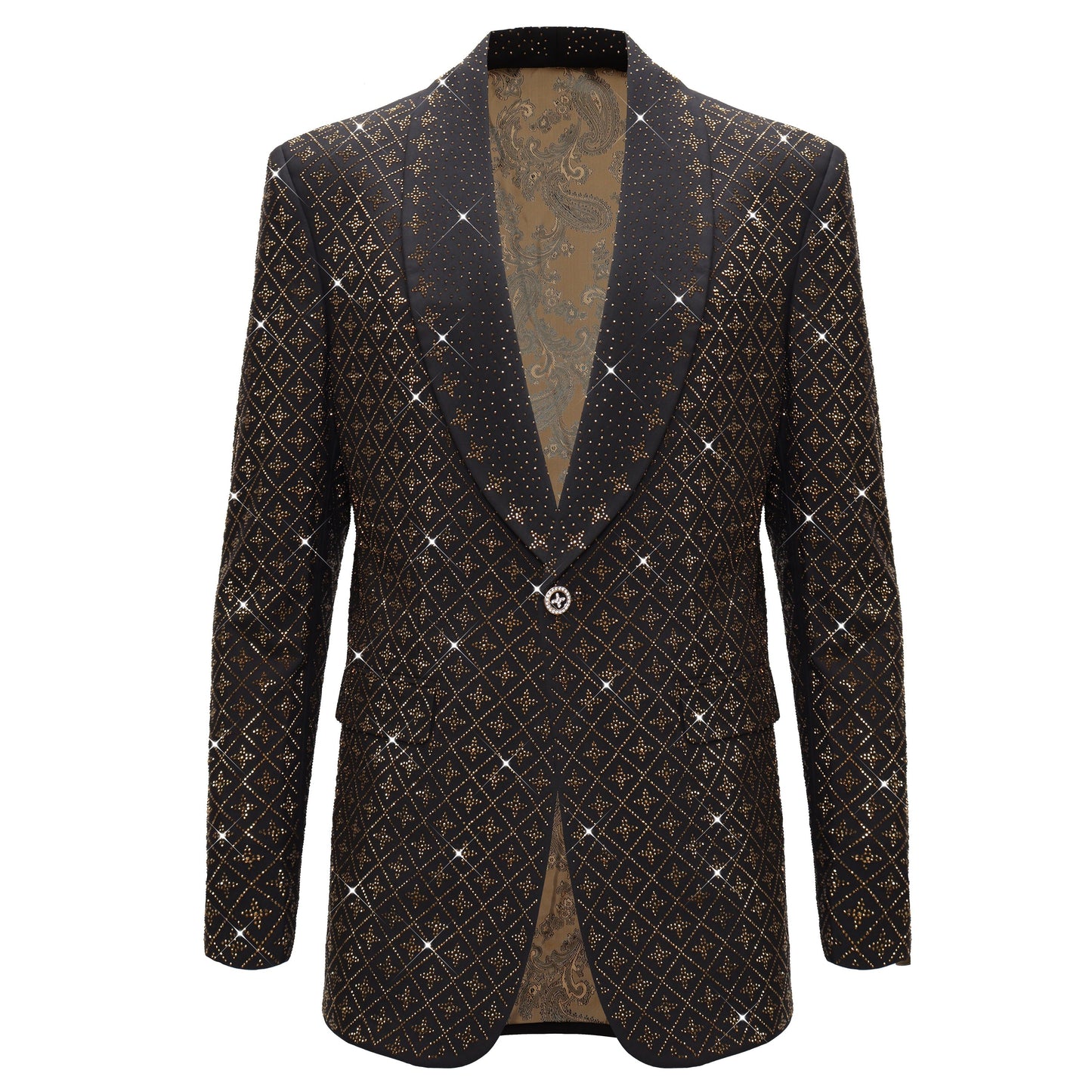 Elegant Blazer with Sparkling Embellishments BLACK/GOLD - Dudes Boutique