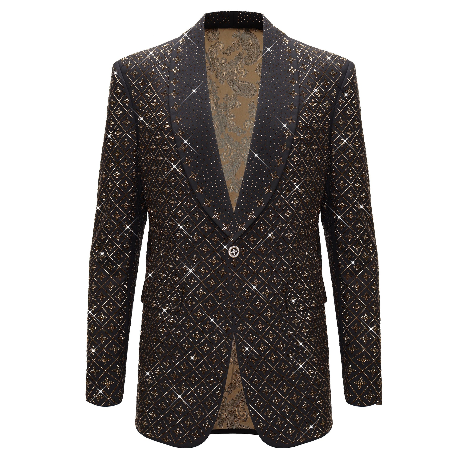 Elegant Blazer with Sparkling Embellishments BLACK/GOLD - Dudes Boutique