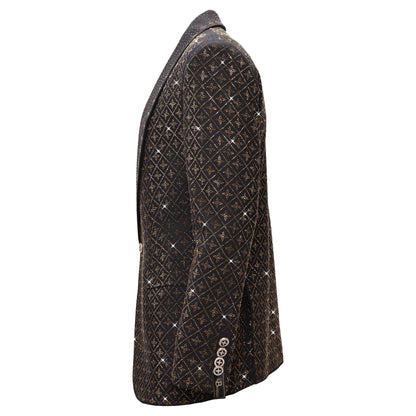Elegant Blazer with Sparkling Embellishments BLACK/GOLD - Dudes Boutique
