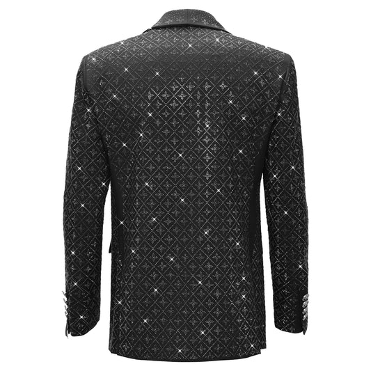 Elegant Blazer with Sparkling Embellishments BLACK/SILVER - Dudes Boutique