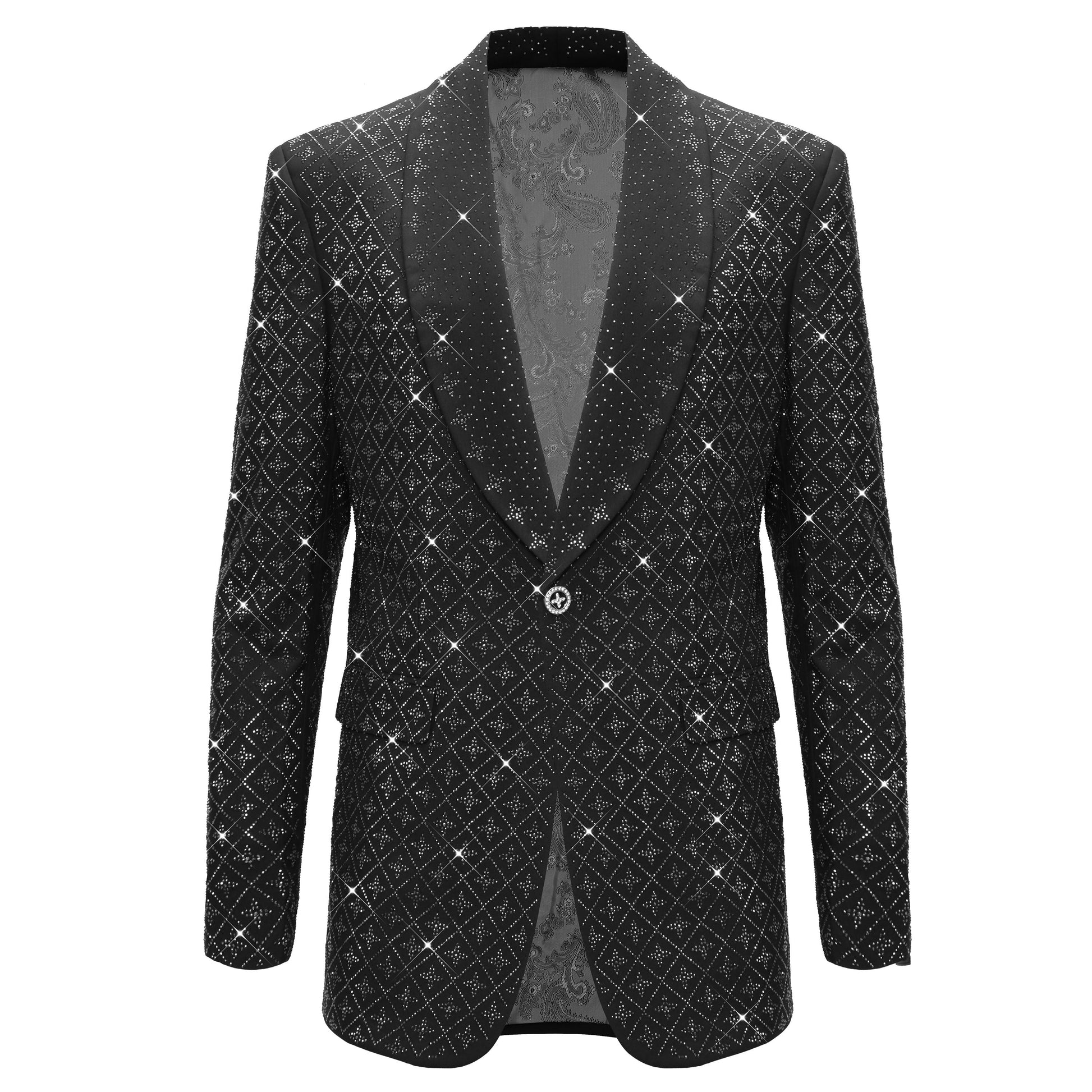 Elegant Blazer with Sparkling Embellishments BLACK/SILVER - Dudes Boutique