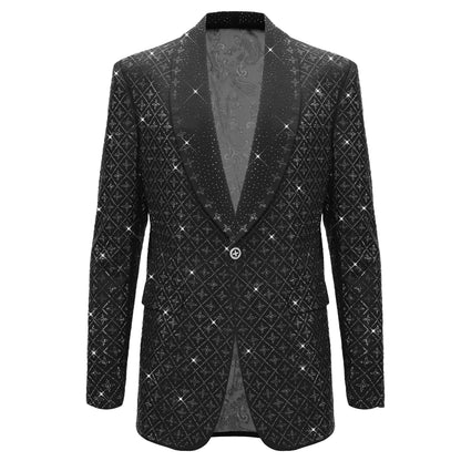 Elegant Blazer with Sparkling Embellishments BLACK/SILVER - Dudes Boutique