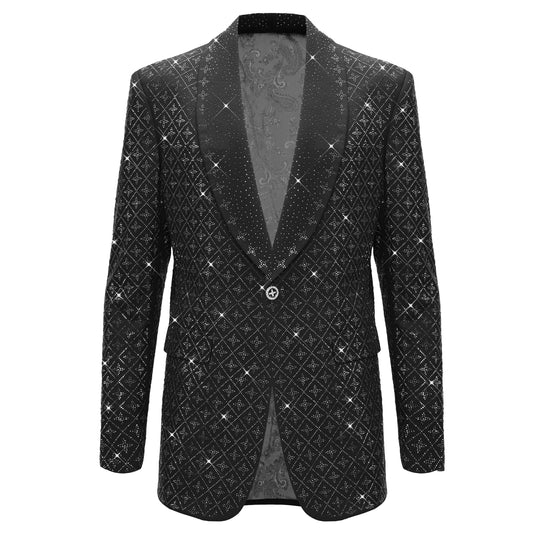 Elegant Blazer with Sparkling Embellishments BLACK/SILVER - Dudes Boutique