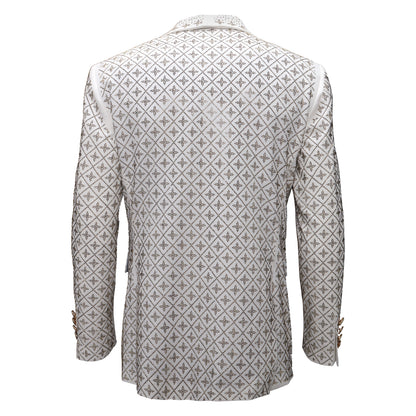 Elegant Blazer with Sparkling Embellishments WHITE/GOLD