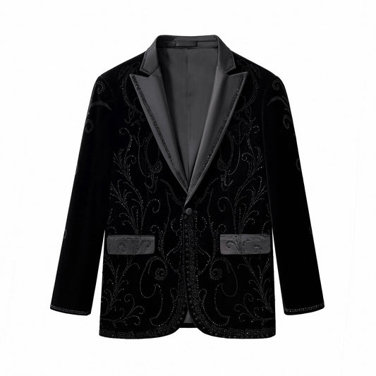 Barocco Valent Noir Velvet Blazer BLACK
