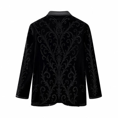 Barocco Valent Noir black velvet blazer with satin peak lapels