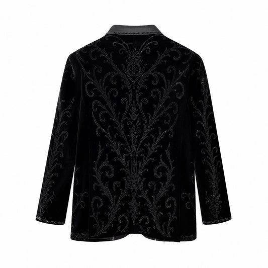 Barocco Valent Noir Velvet Blazer BLACK