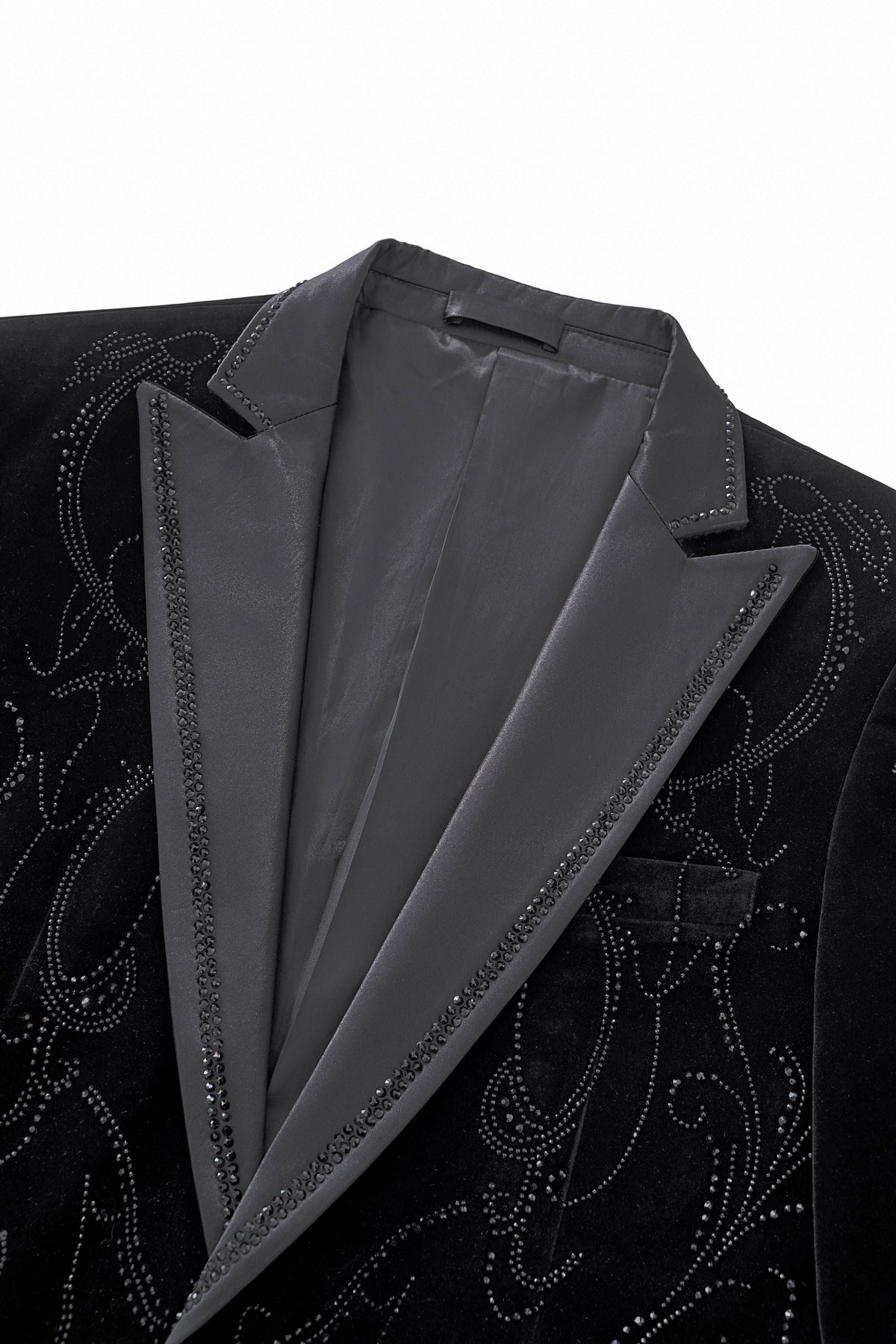Barocco Valent Noir black velvet blazer with satin peak lapels