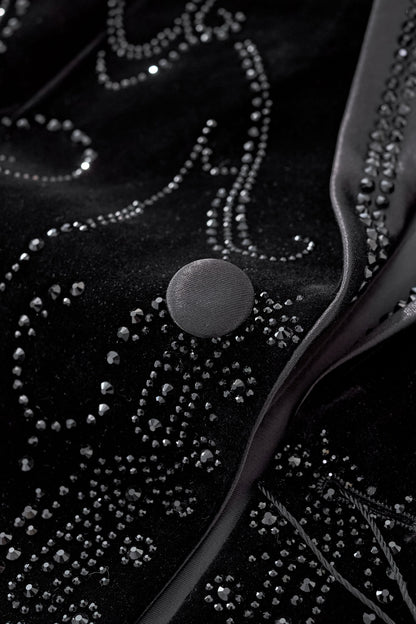 Barocco Valent Noir black velvet blazer with satin peak lapels