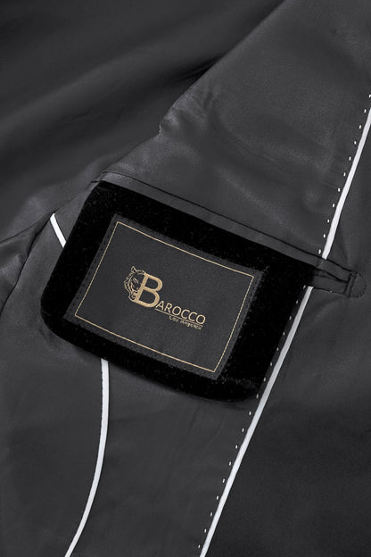 Barocco Valent Noir black velvet blazer with satin peak lapels