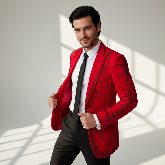 Barocco Valent Velvet Blazer RED