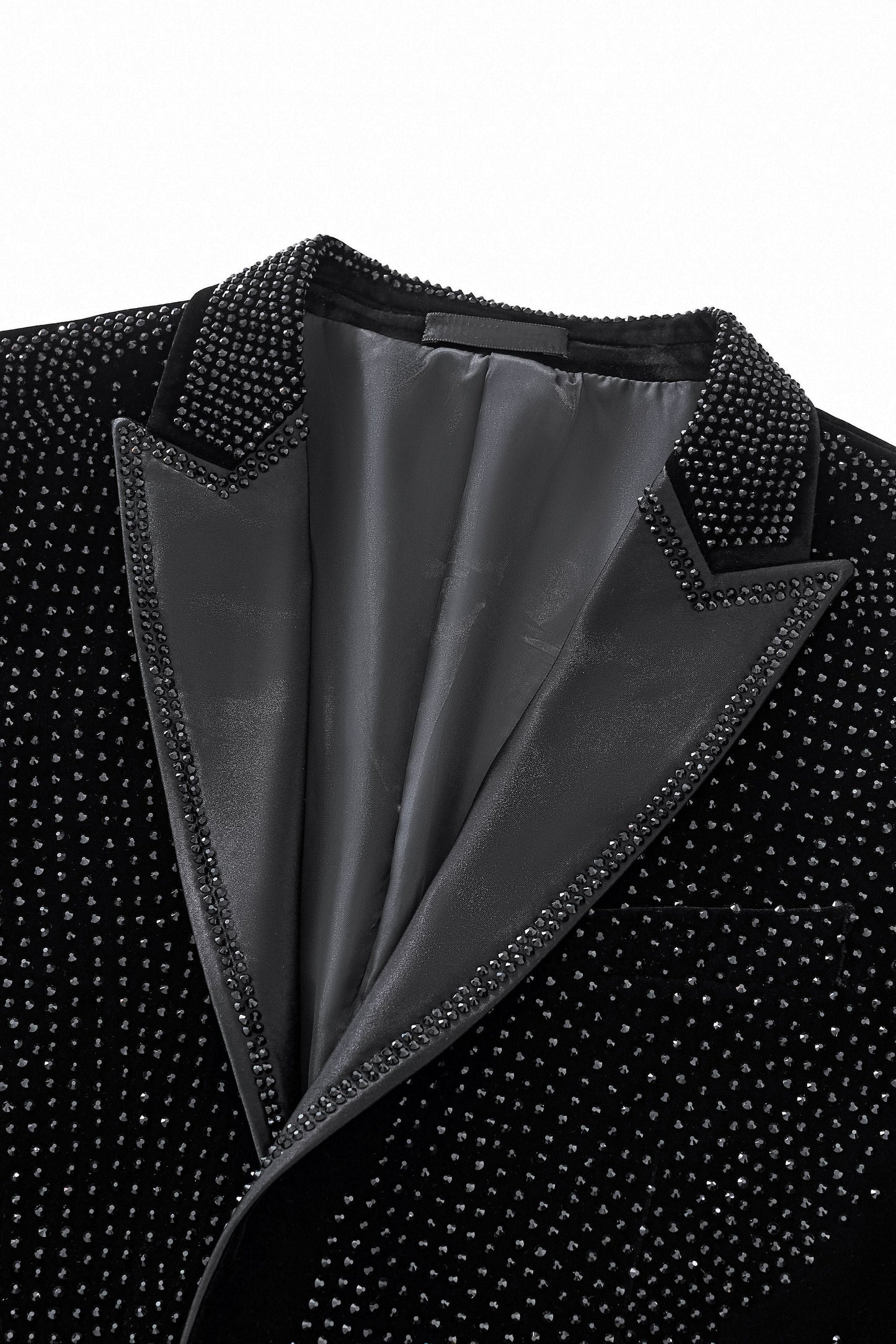 Regal Cascades Embellished Velvet Blazer BLACK/BLACK