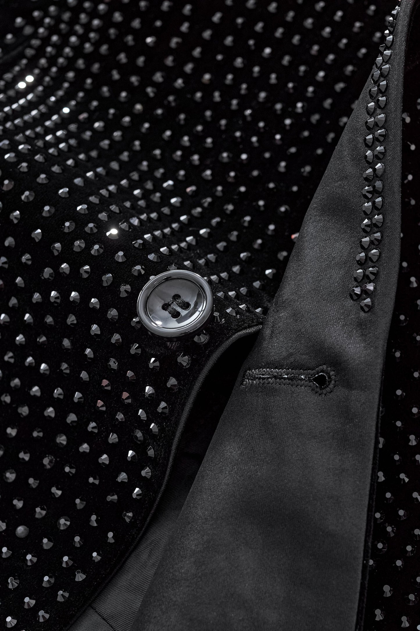 Regal Cascades Embellished Velvet Blazer BLACK/BLACK