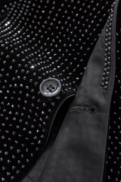Regal Cascades Embellished Velvet Blazer BLACK/BLACK