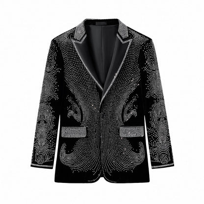 Regal Cascades Embellished Velvet Blazer BLACK/SILVER
