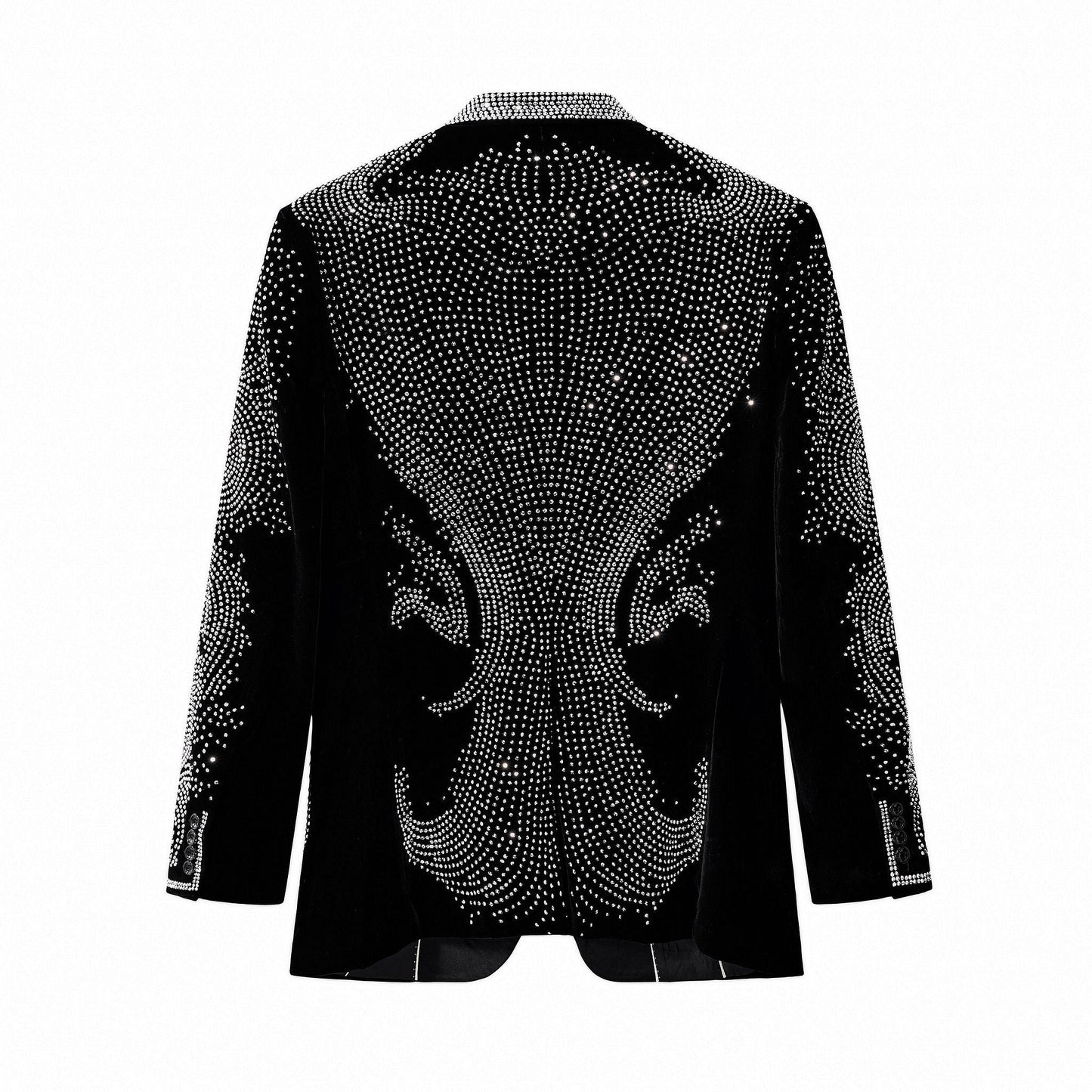 Regal Cascades Embellished Velvet Blazer BLACK/SILVER