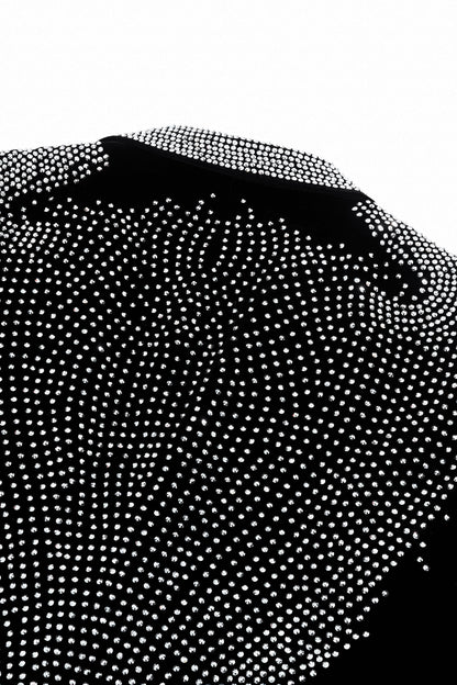 Regal Cascades Embellished Velvet Blazer BLACK/SILVER