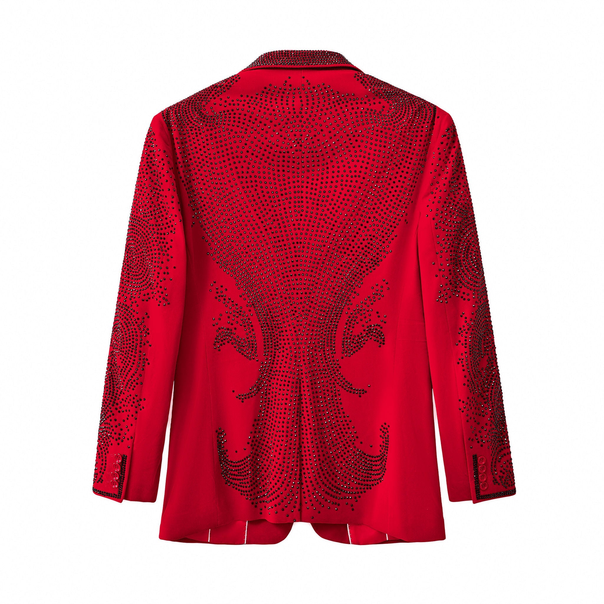 Regal Cascades Embellished Velvet Blazer RED/RED