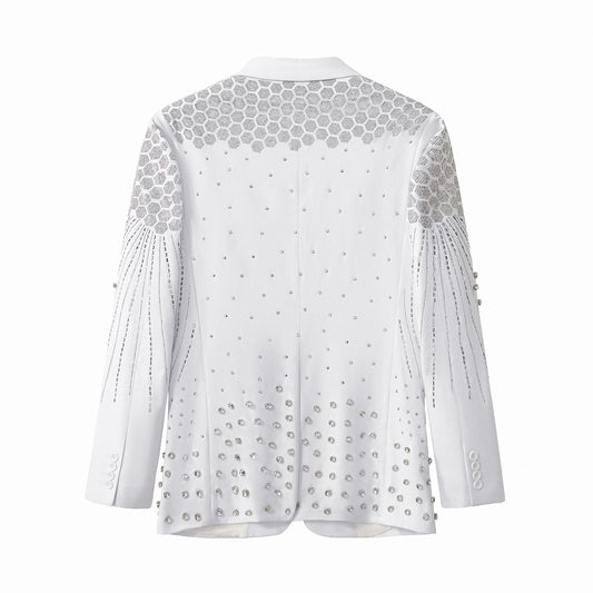Radiant Hex Crystal Blazer WHITE/SILVER