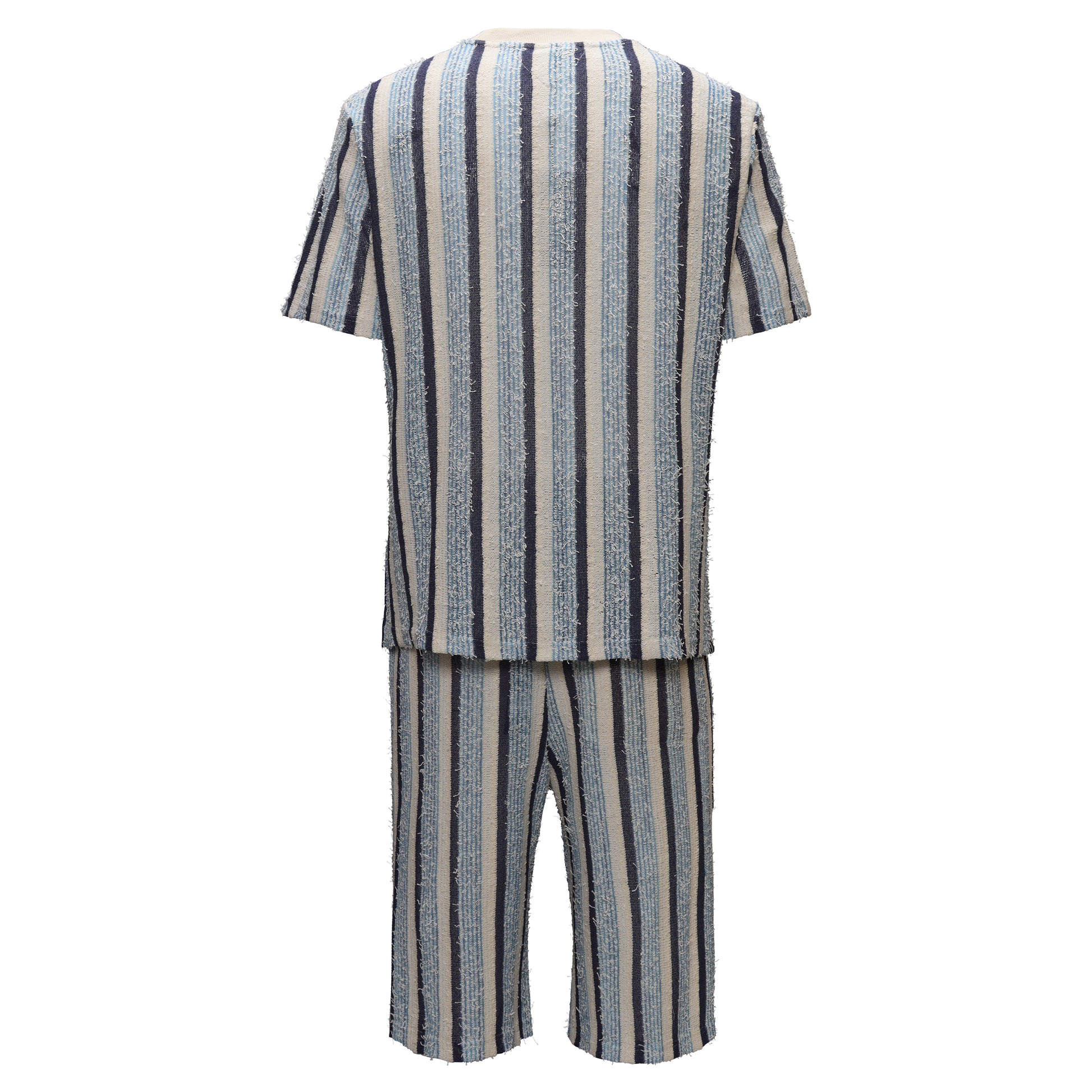 Men’s Striped Textured Two-Piece Set BLUE - Dudes Boutique