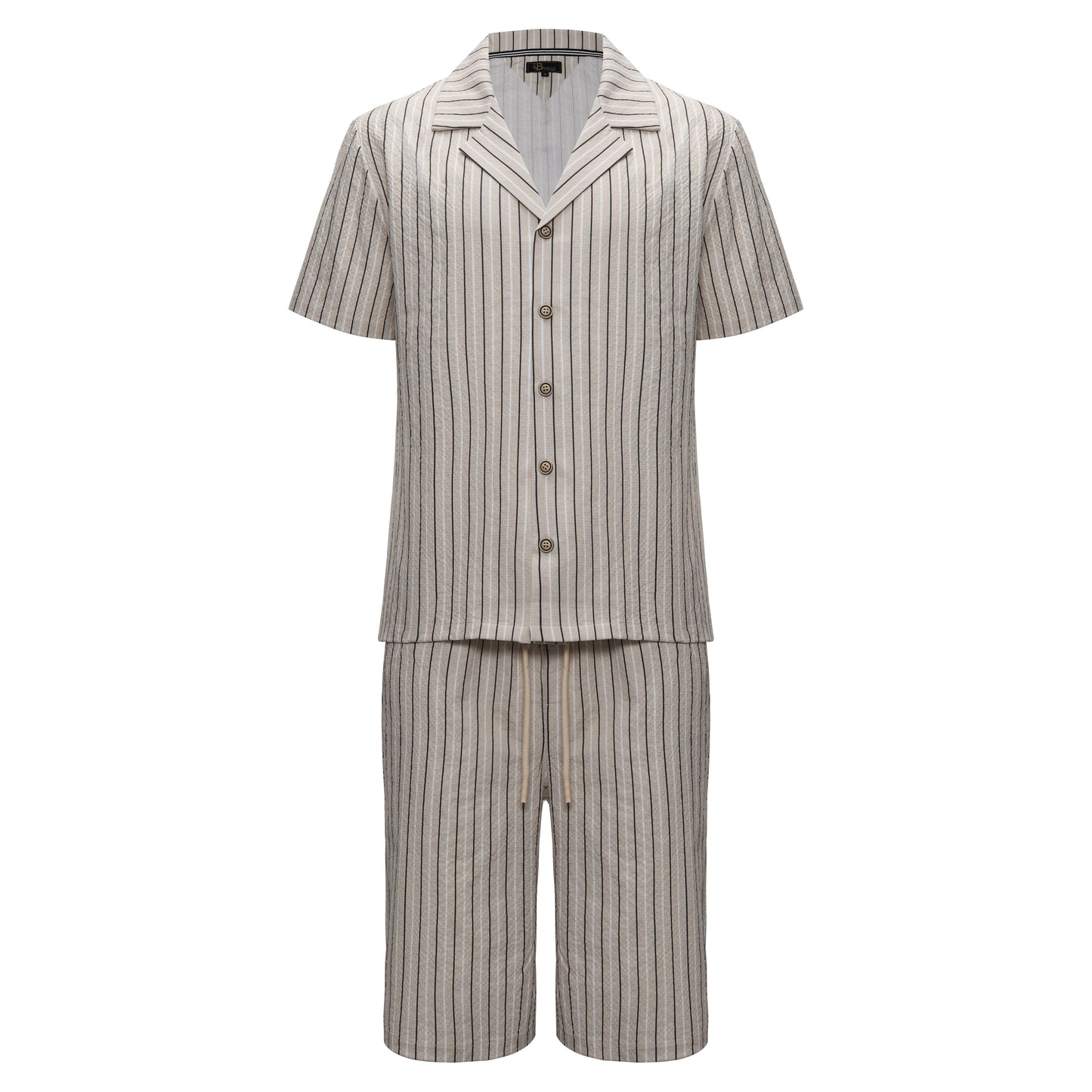Men’s Classic Striped Lounge Set BEIGE - Dudes Boutique