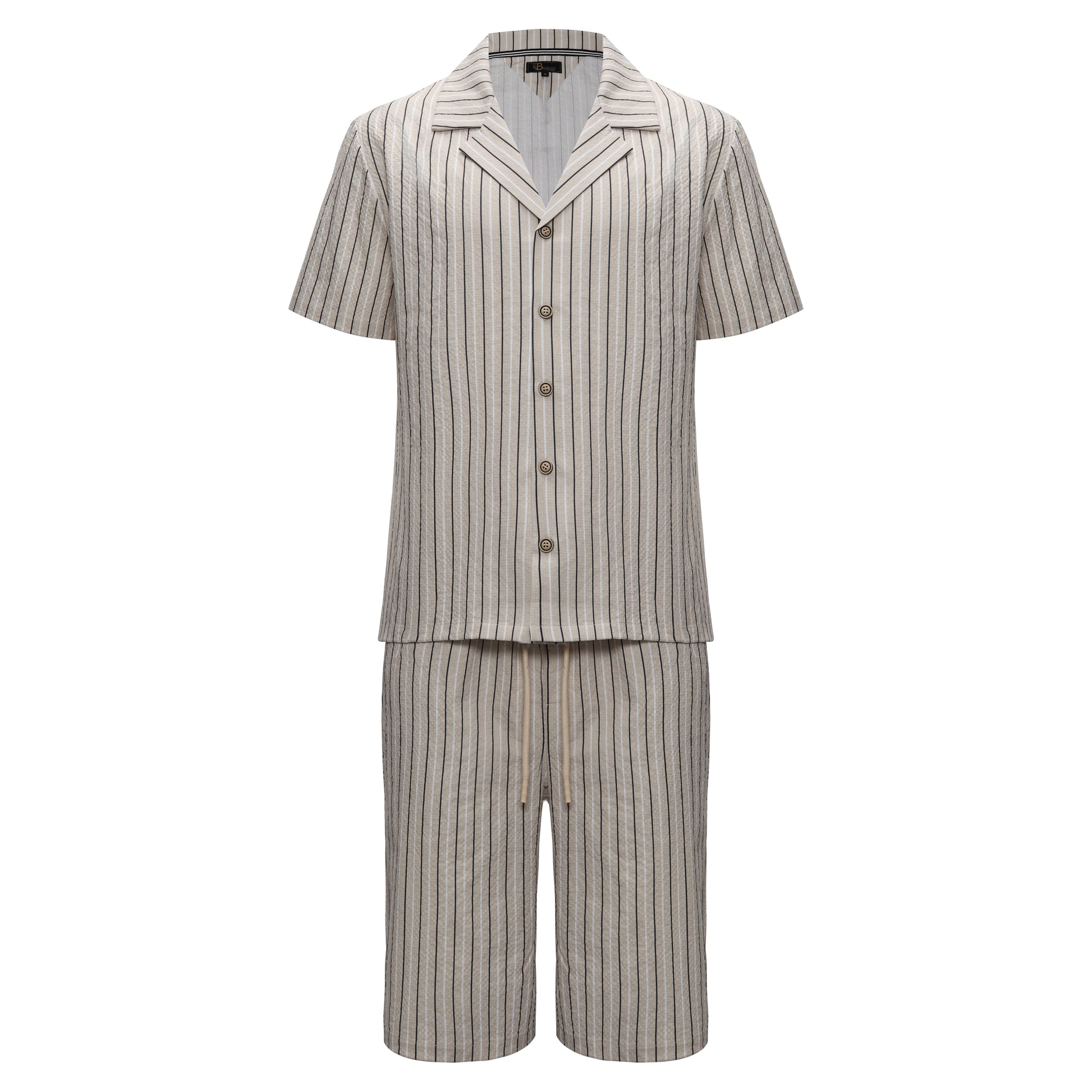 Men’s Classic Striped Lounge Set BEIGE - Dudes Boutique