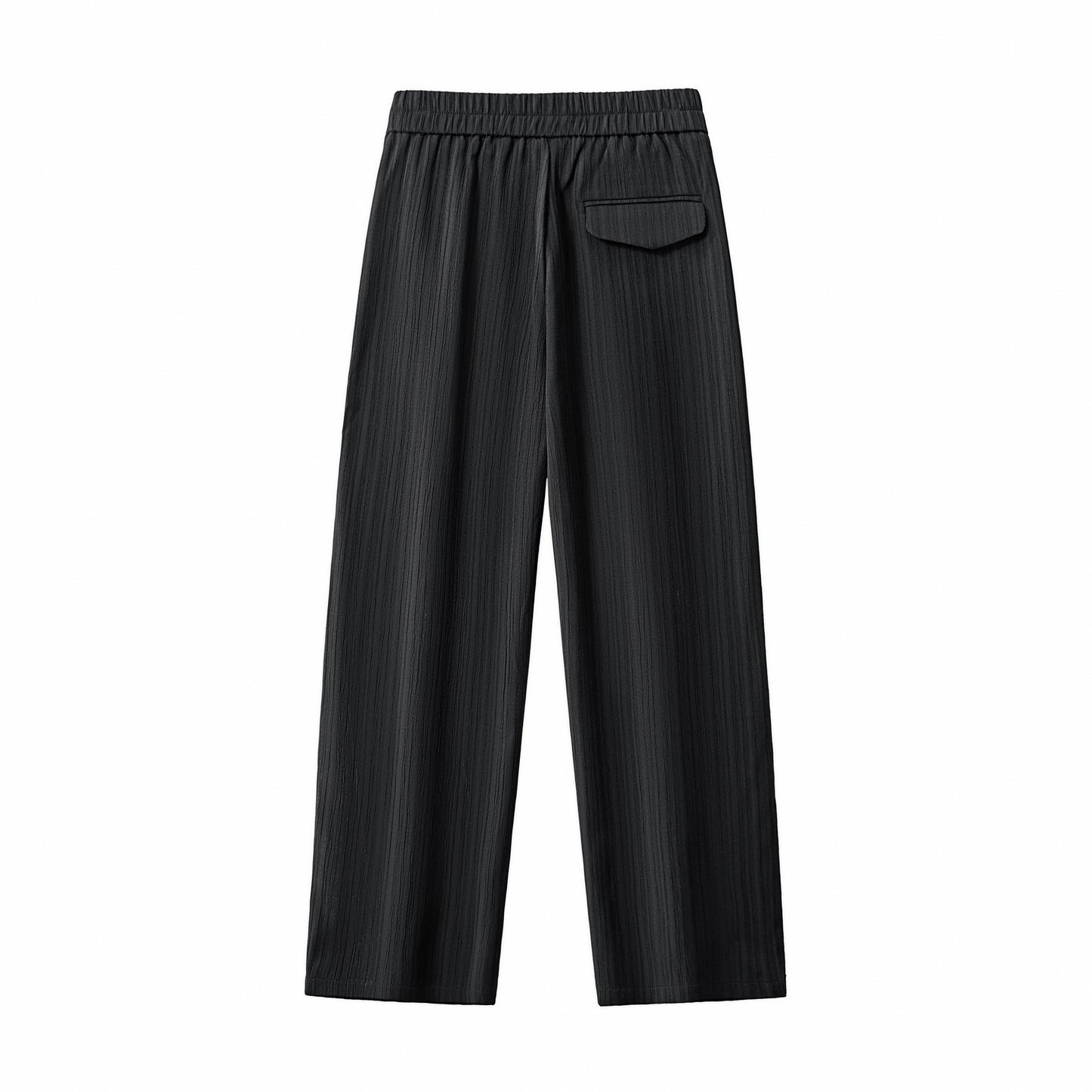 Crinkle Texture Shirt & Pant Set BLACK