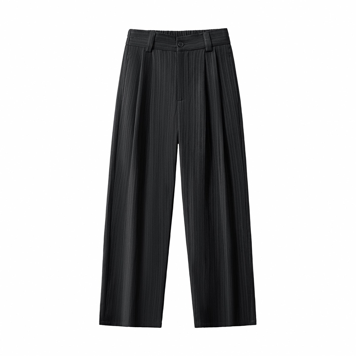 Crinkle Texture Shirt & Pant Set BLACK