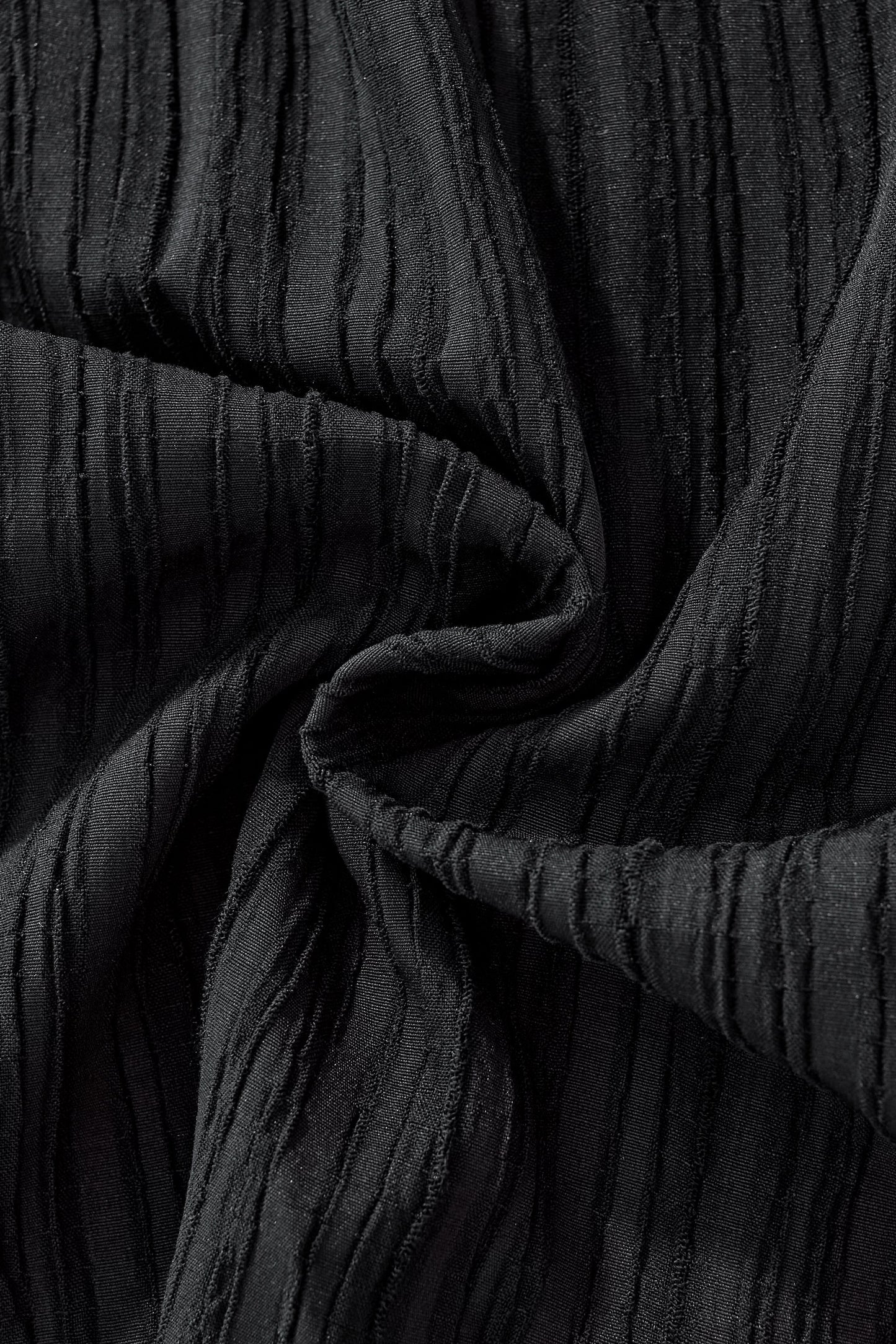 Crinkle Texture Shirt & Pant Set BLACK