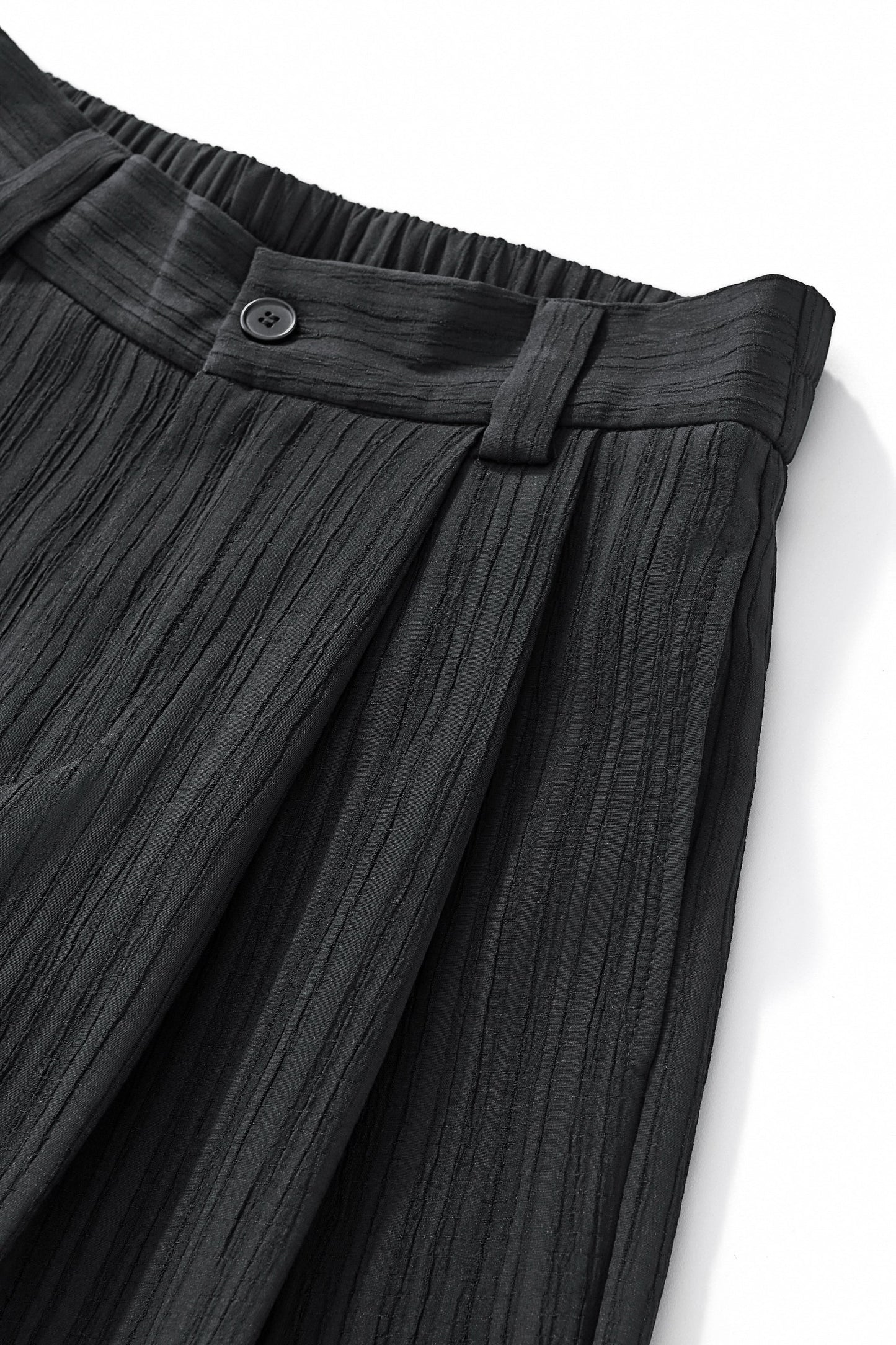 Crinkle Texture Shirt & Pant Set BLACK