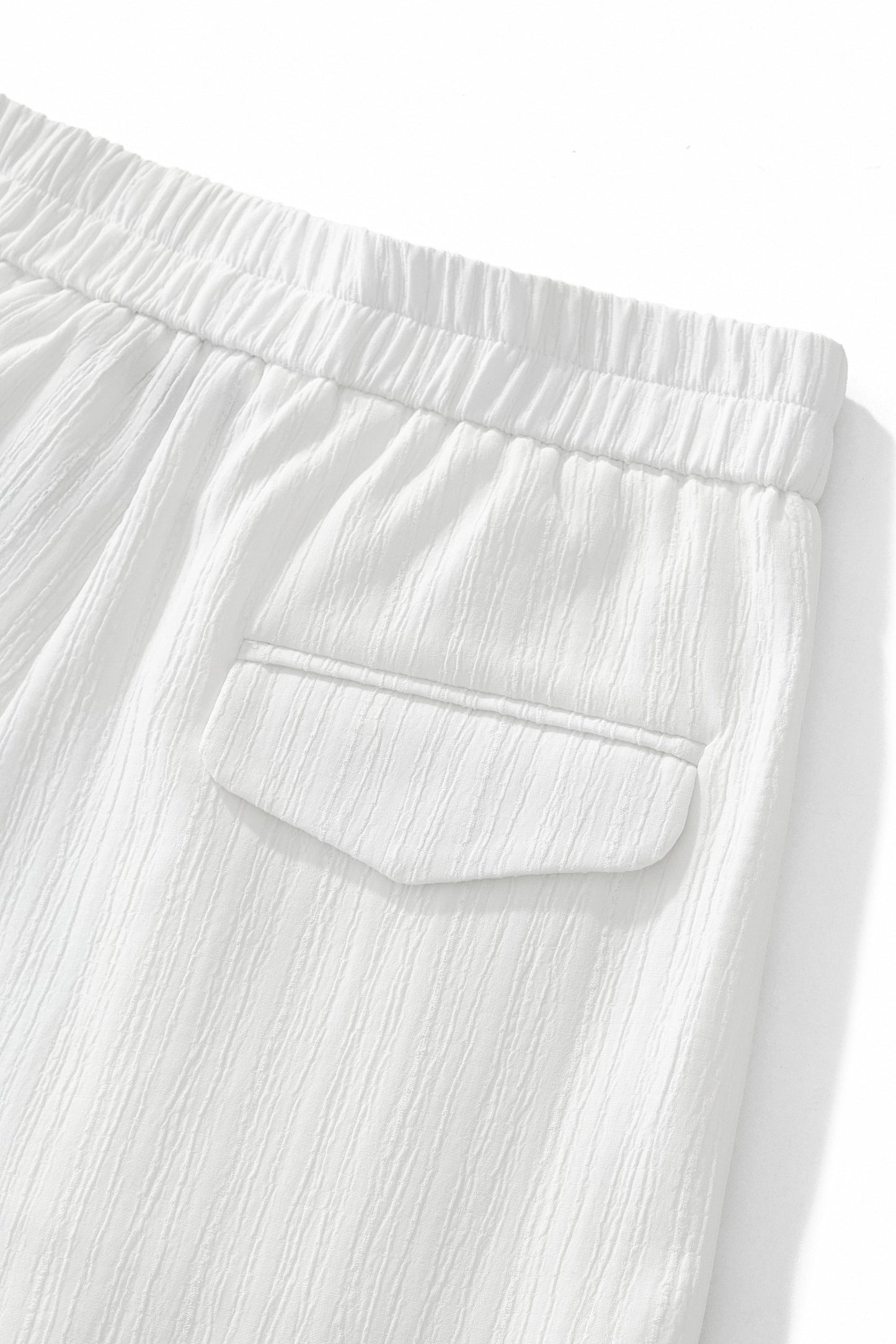 Crinkle Texture Shirt & Pant Set WHITE