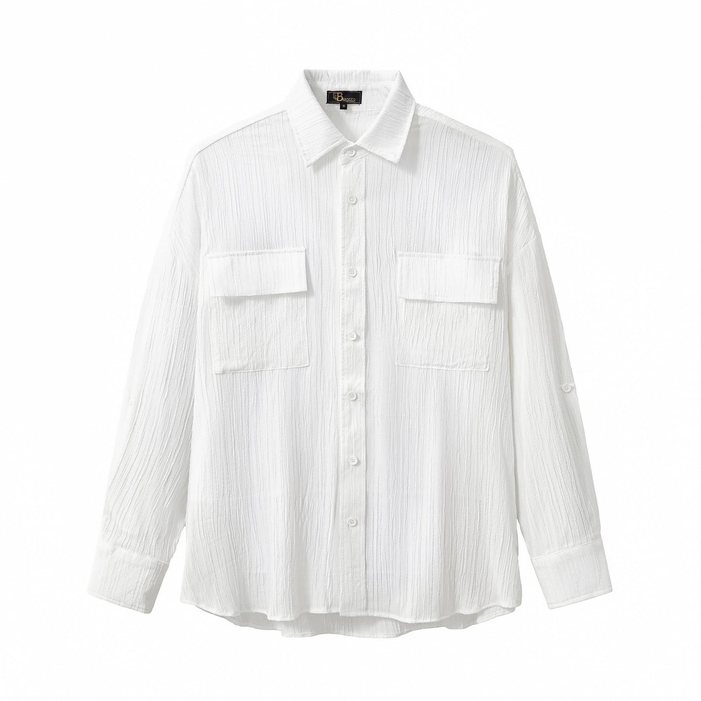Crinkle Texture Shirt & Pant Set WHITE