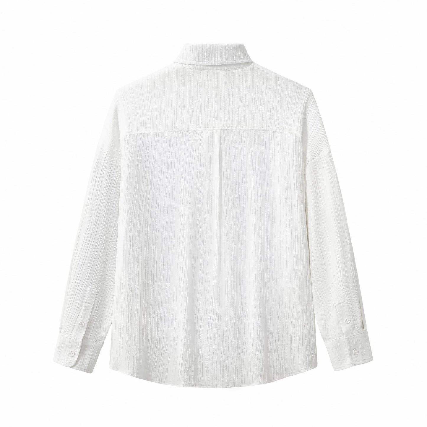 Crinkle Texture Shirt & Pant Set WHITE