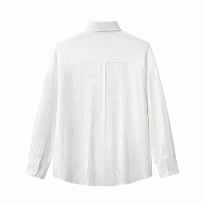 Crinkle Texture Shirt & Pant Set WHITE