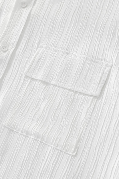 Crinkle Texture Shirt & Pant Set WHITE